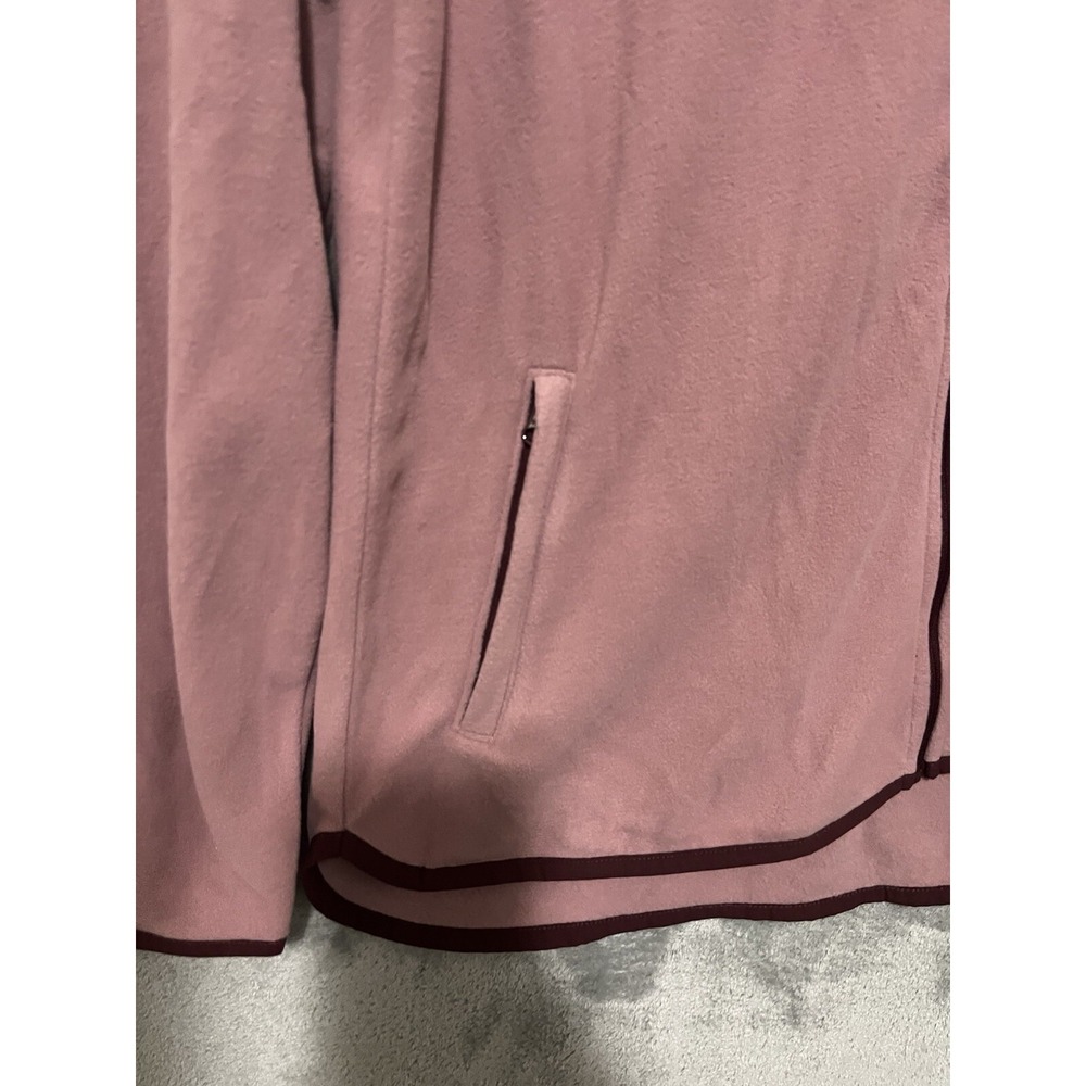 LL Bean Womens Full Zip Fleece Jacket M Pink Burgundy Trim 518458 Repreve F23 - Picture 4 of 8